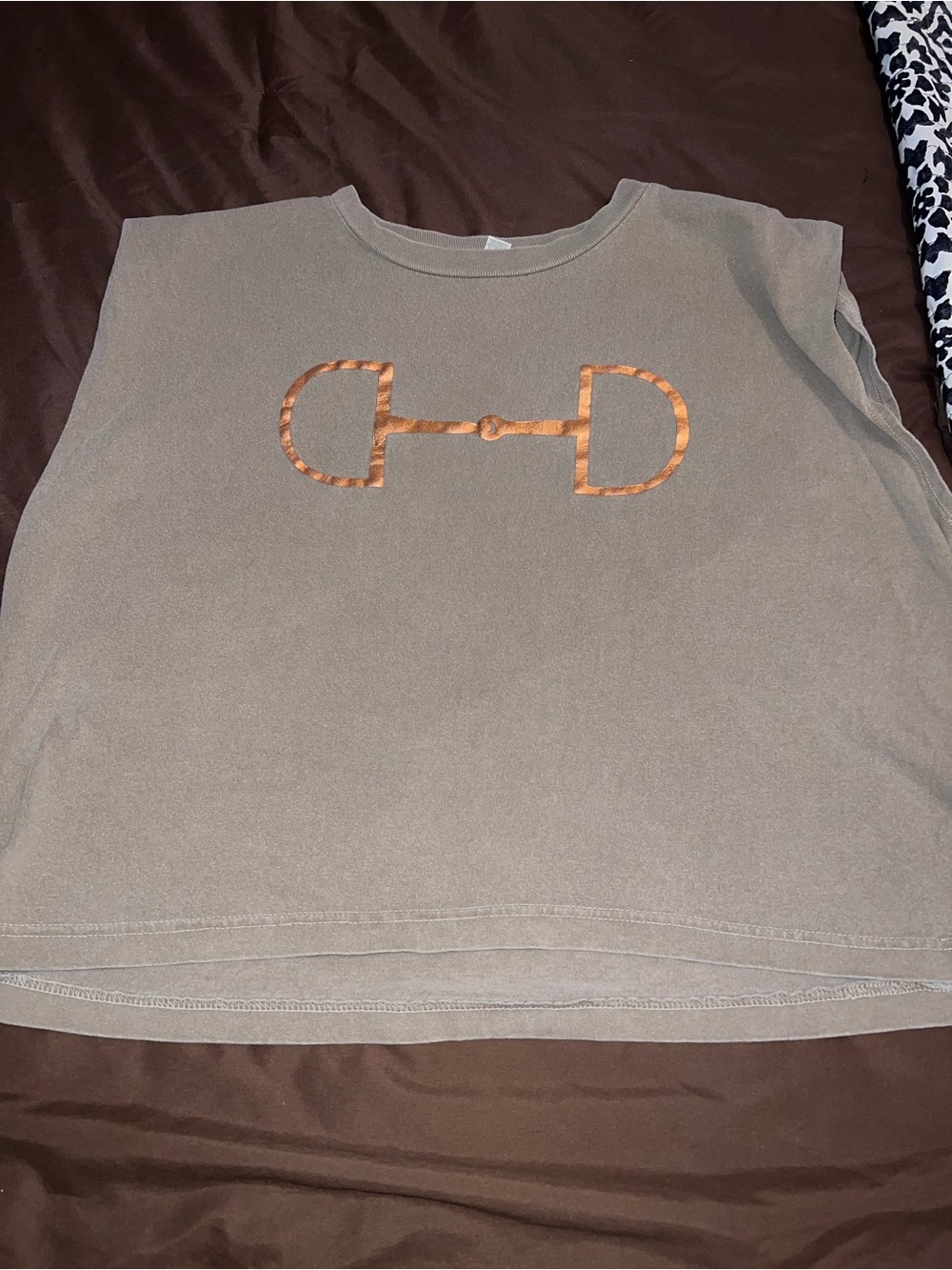 American Apparel Tan Tank Top with Orange Bit Graphic